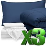 3 x. Basic Single linen Packs (Doona, top/bottom sheet, pillow, pillowcase) +$120.00